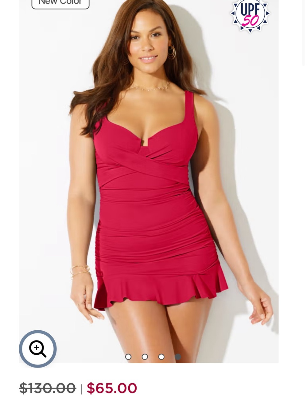 Swimsuits For All Hot Pink Ruched Swimdress with Molded Cups